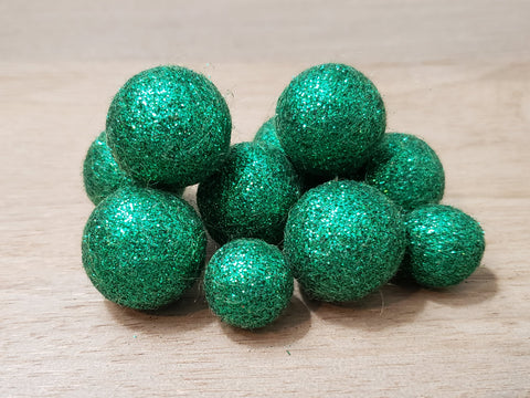 Solid Color GlitterPoms - Greens